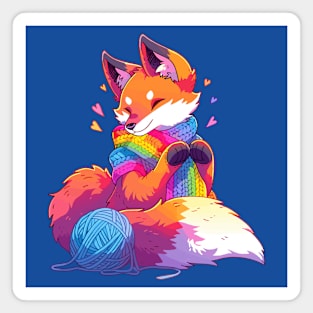 A fox that just finished knitting a nice scarf Magnet